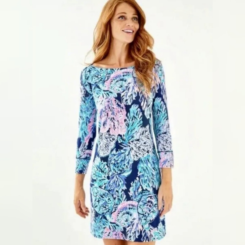 NWOT Lilly Pulitzer UPF 50+ Sophie Dress High Tide Navy Party In Paradise Size S